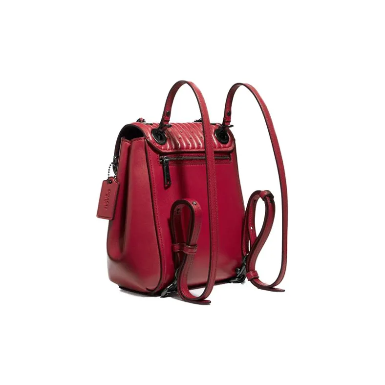 COACH Leather Backpack Small Size Women's Red-1