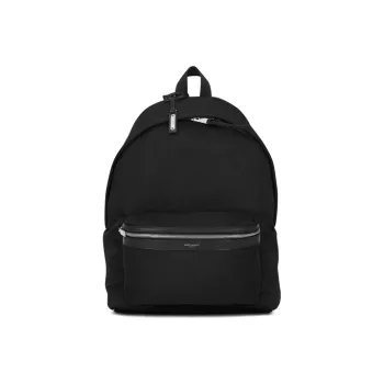 SAINT LAURENT City Nylon Fabric With Cow Leather Patchwork Backpack Men's Black