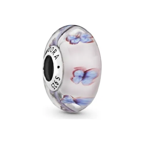 Pandora Butterfly Glass Murano Charm Pendant Female Necklace