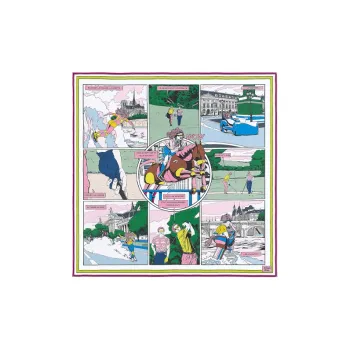 HERMES Silk Scarves Women's Pink/Green