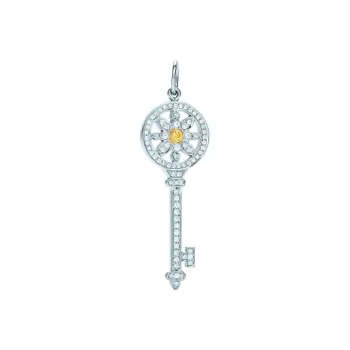 TIFFANY & CO. Keys Collection Platinum Chainless Jewelry Pendants Women's Silver