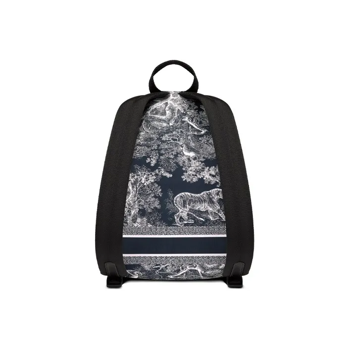 DIOR Fabric Backpack Small Size Women's Blue/Black-3