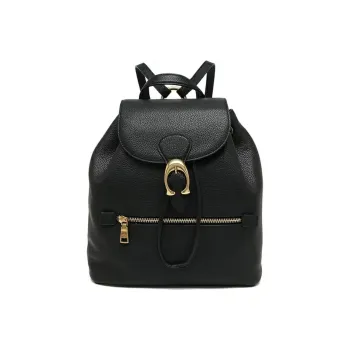 COACH Evie Pebbled Leather Backpack Medium Size Women's Black