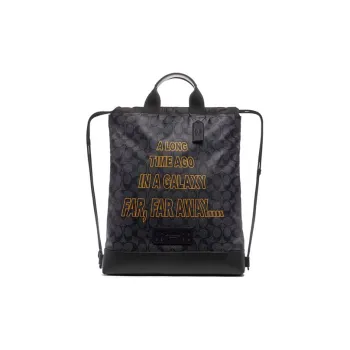 COACH Star Wars Xingji Battle Collaboration Terrain Smooth Finish Leather Backpack Men's Black