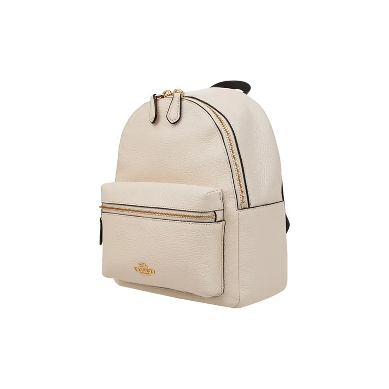 COACH Charlie Leather Backpack Mini Women's White-3