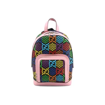 GUCCI Canvas With Leather Backpack Women's Pink/Multicolor Candy Color