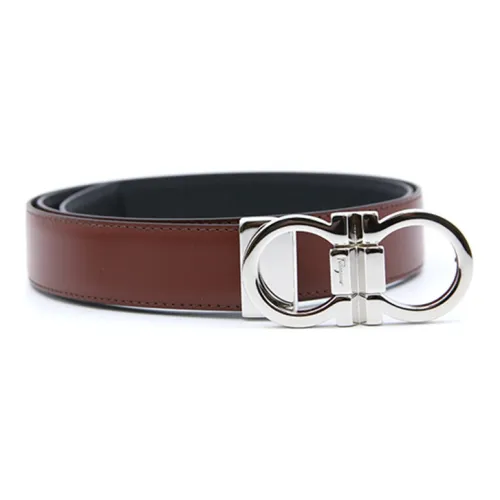 FERRAGAMO Cowhide Plate Belt Width 3cm Men's