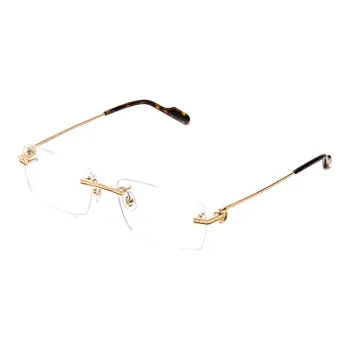 CARTIER Optical Glass Men's Transparent Lens Gold Frame