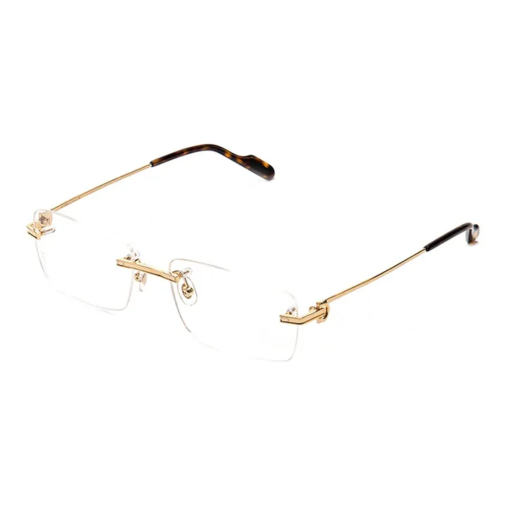 CARTIER Optical Glass Men's Transparent Lens Gold Frame-0