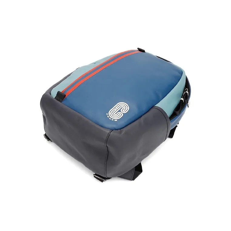 COACH Edge Smooth Calf Leather Backpack Men's Blue Multicolor-3