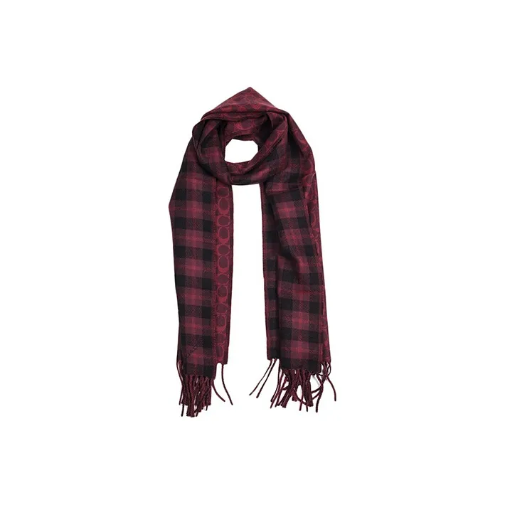 COACH Knit Scarves Unisex Burgundy-2