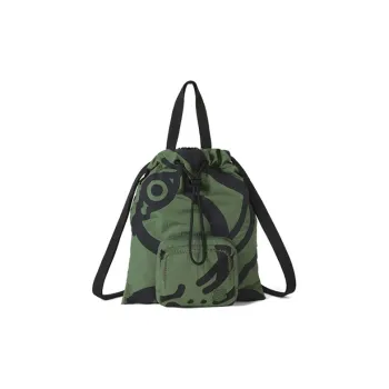 KENZO Nylon Fabric Handbag Backpack Unisex Dark Khaki Green