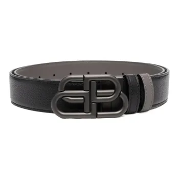 Balenciaga BB Double Sided Calfskin Smooth Buckle Belt Leather Belts Unisex Width  3.5cm