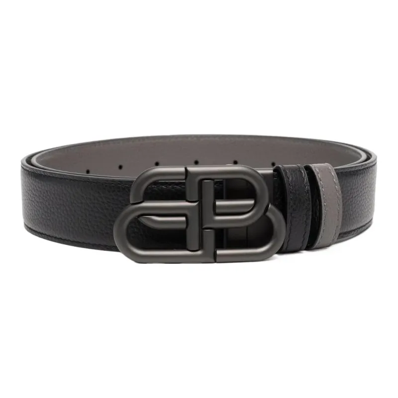 Balenciaga BB Double Sided Calfskin Smooth Buckle Belt Leather Belts Unisex Width  3.5cm-0