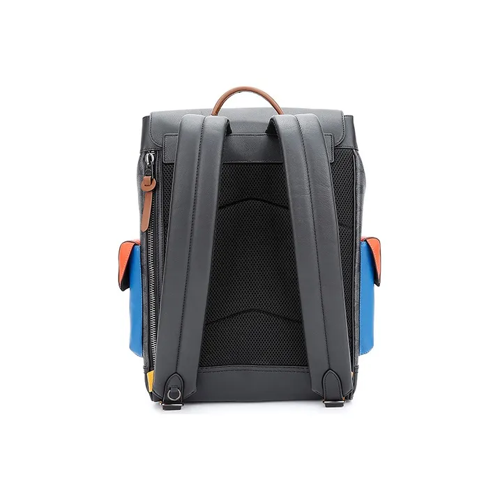 COACH Rivington Leather Travel Bag Backpack Backpack Large Size Men's Gray Multicolor-1