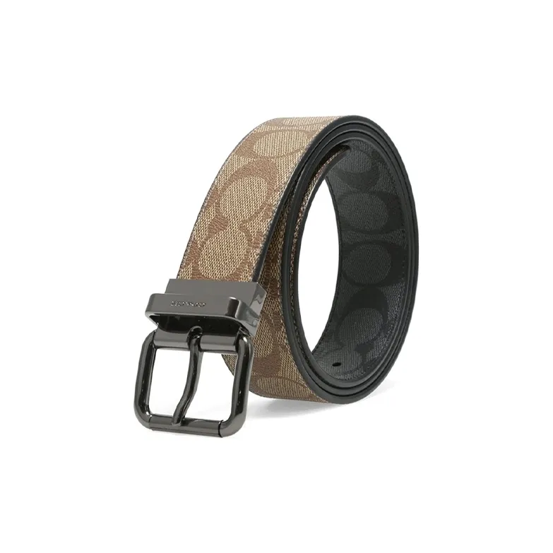 COACH Canvas Leather Belts Men's Width: 3.8cm-3