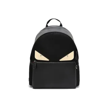 FENDI Nylon With Leather Backpack Men's Black