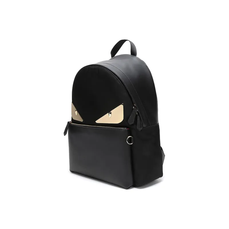 FENDI Nylon With Leather Backpack Men's Black-1