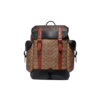 COACH Hitch Canvas With Leather Travel Bag Backpack Tubas Men's Brown & Multicolor