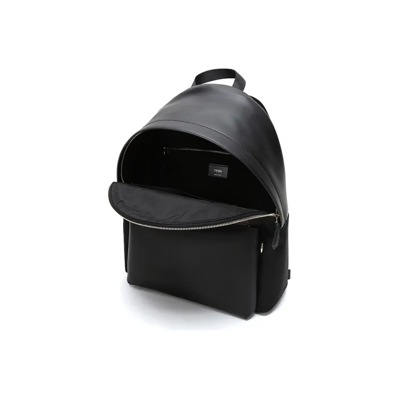 FENDI Nylon With Leather Backpack Men's Black-4