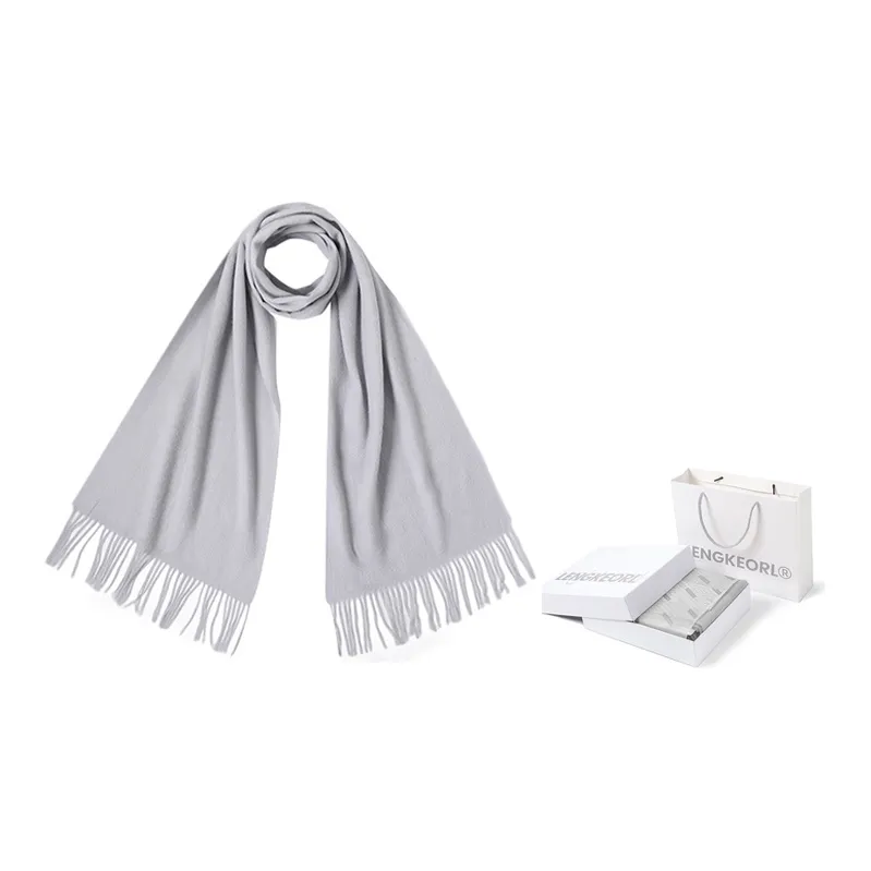 LENGKEORL Wool Knit Scarves Unisex Red-19