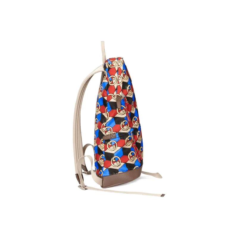 GUCCI The North Face Collaboration Recycled Nylon With Leather Backpack Medium Size Unisex Multicolor-3