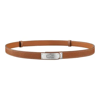 HERMES Kelly Calfskin Belt Unisex Brown/Brown Width 1.8cm