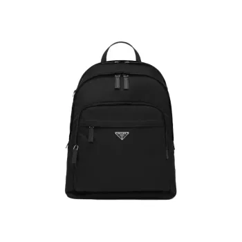 PRADA Fabric Bonded Recycled Nylon Saffiano Leather Detail Backpack Regular Men's Black