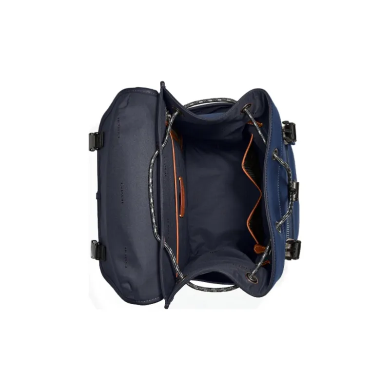 COACH Canvas With Leather Backpack Large Size Men's Black Copper & Dark Blue-3
