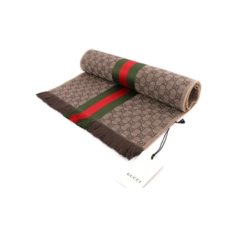 GUCCI Knit Scarves Unisex Brown-3