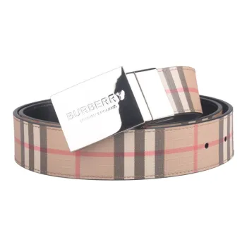 Burberry Plaque Buckle Belt George Haymarket Check