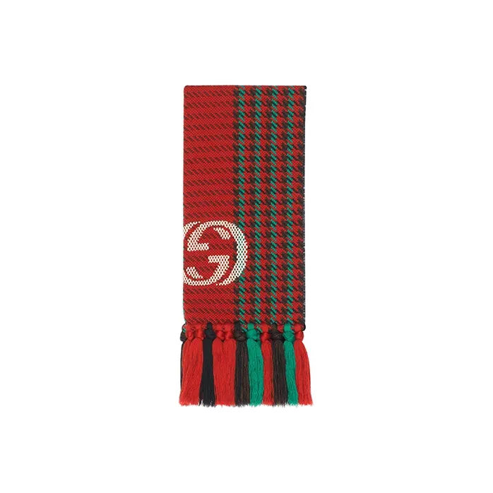 GUCCI Knit Scarves Women's Red Green, Red-1