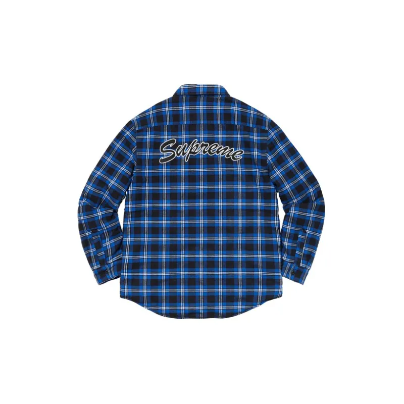 Supreme Arc Logo Quilted Flannel Shirt-1