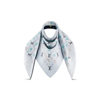 LOUIS VUITTON Mulberry Silk Wool Shawl Women's Blue