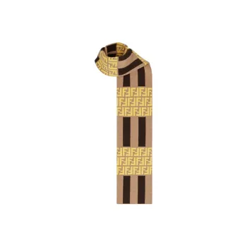 FENDI Knit Scarves Unisex Brown/Yellow