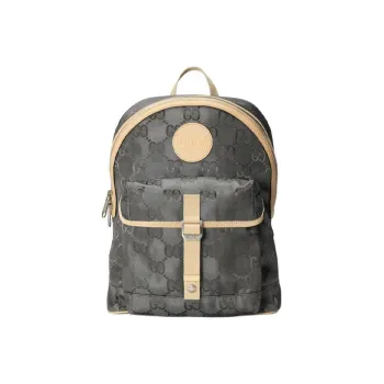 GUCCI Off The Grid Nylon Fabric Backpack Unisex Dark Gray/Beige
