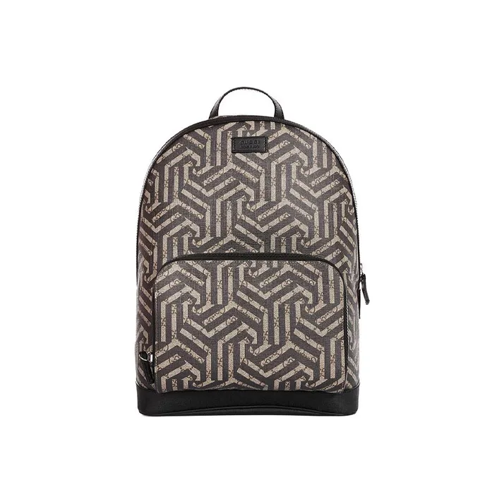 GUCCI Canvas With Leather Backpack Large Size Men's Ebony/Black-0