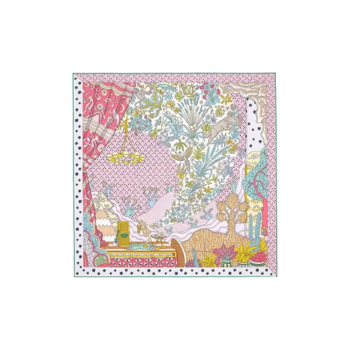 HERMES Silk Scarves Women's Deep Pink