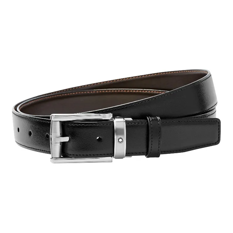 MONTBLANC Leather Belts Men's Black 3cm-0