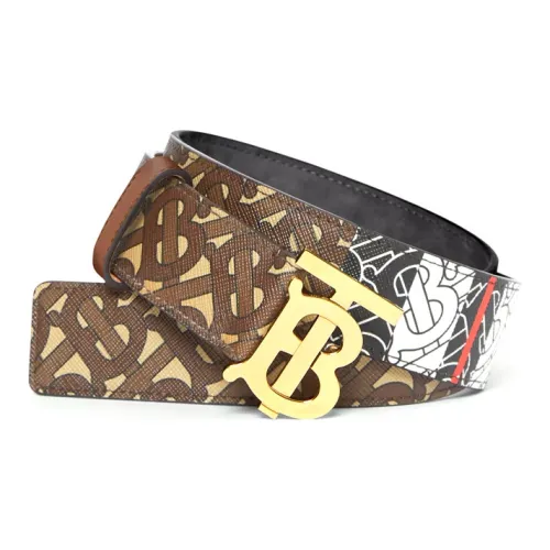 Burberry Exclusive Logo Stripes Eco-Friendly Canvas With Leather Belt Unisex Mule Brown Width: 3.5cm