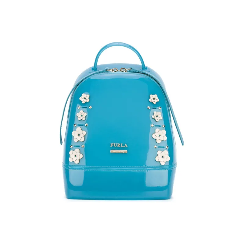 Furla Candy PVC Polyvinyl Chloride Fashion Backpack Jelly Bag Backpack Mini Women's Blue-0