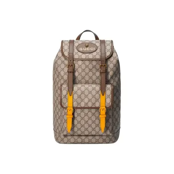 GUCCI Neo Vintage Series Canvas With Leather Backpack Unisex Ebony/Brown