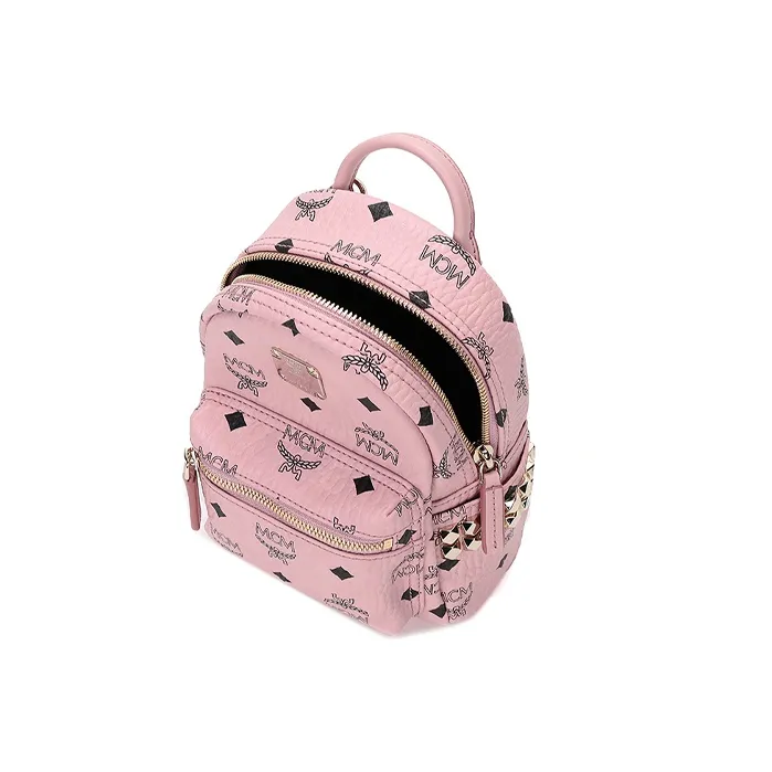 MCM Stark Bebe Boo Backpack Visetos Side Studs X Mini Soft Pink-2