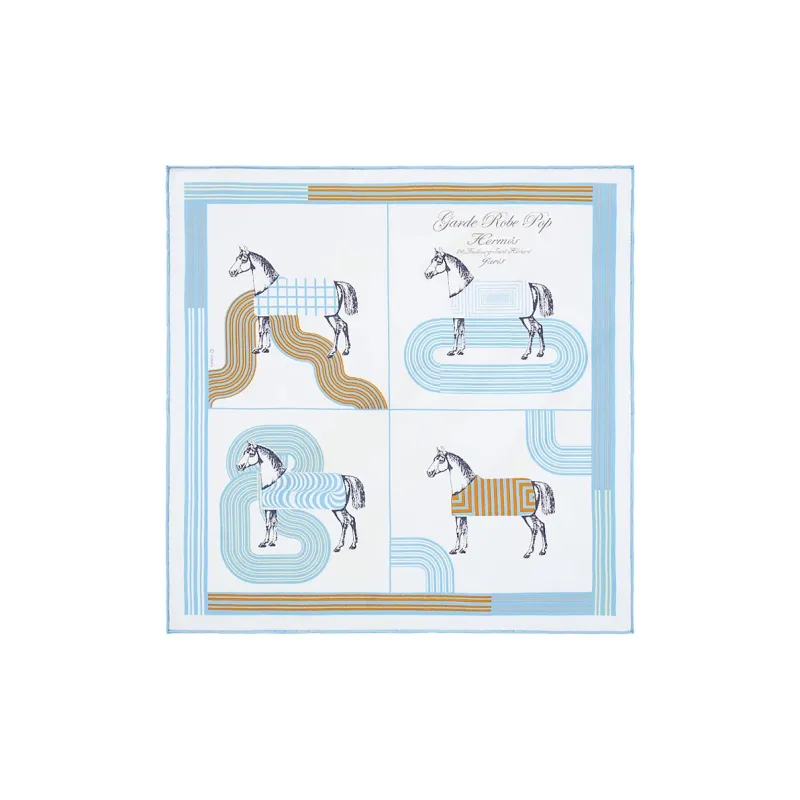 HERMES Pop Style Horse Charm Detail Silk Scarves Women's-0