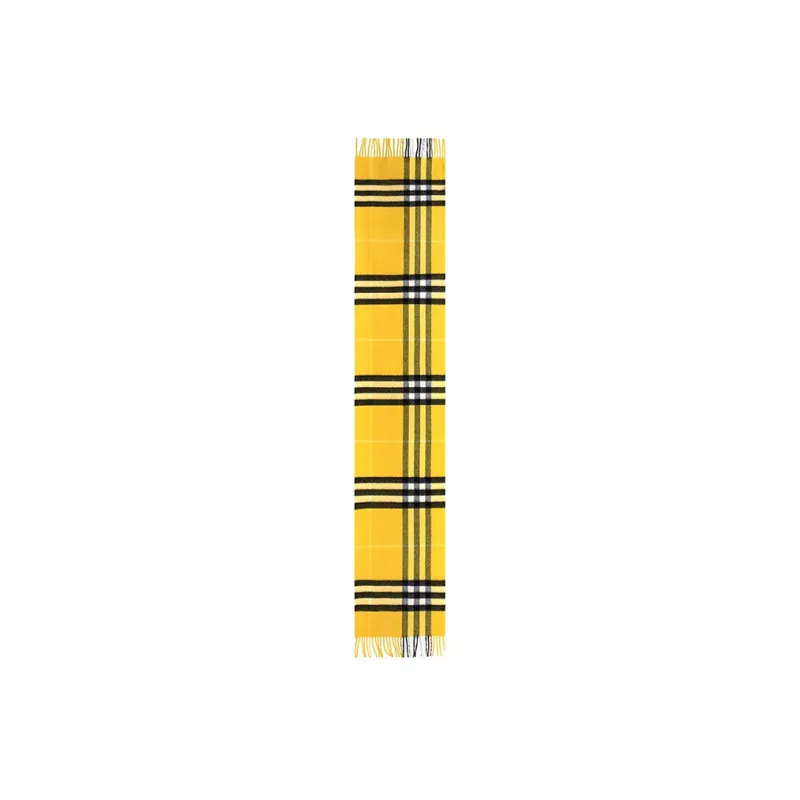 Burberry Knit Scarves Unisex Golden Flower Yellow Plaid-0