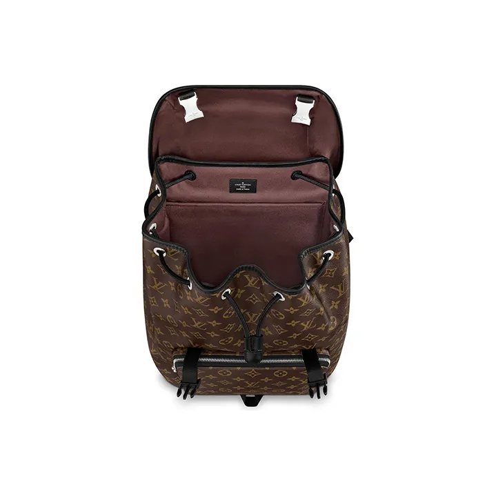 LOUIS VUITTON Zack Macassar Monogram Canvas With Leather Backpack Men's Brown-3