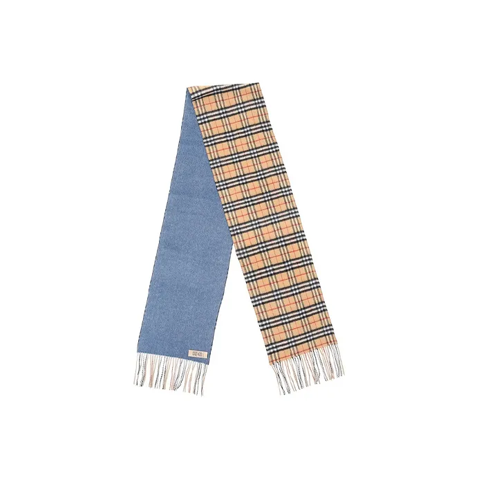 Burberry VINTAGE Knit Scarves Men Stone Blue Plaid-2