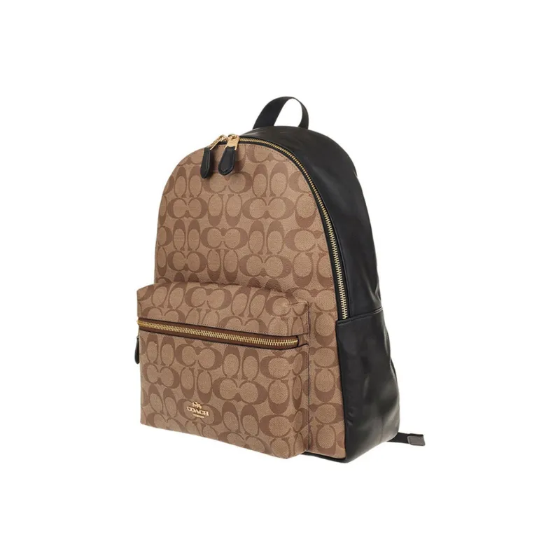 COACH Charlie Backpack Medium Size Women's Black & Brown-2