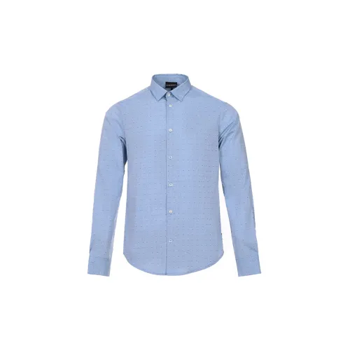 EMPORIO ARMANI Shirts Men Blue Polka Dot