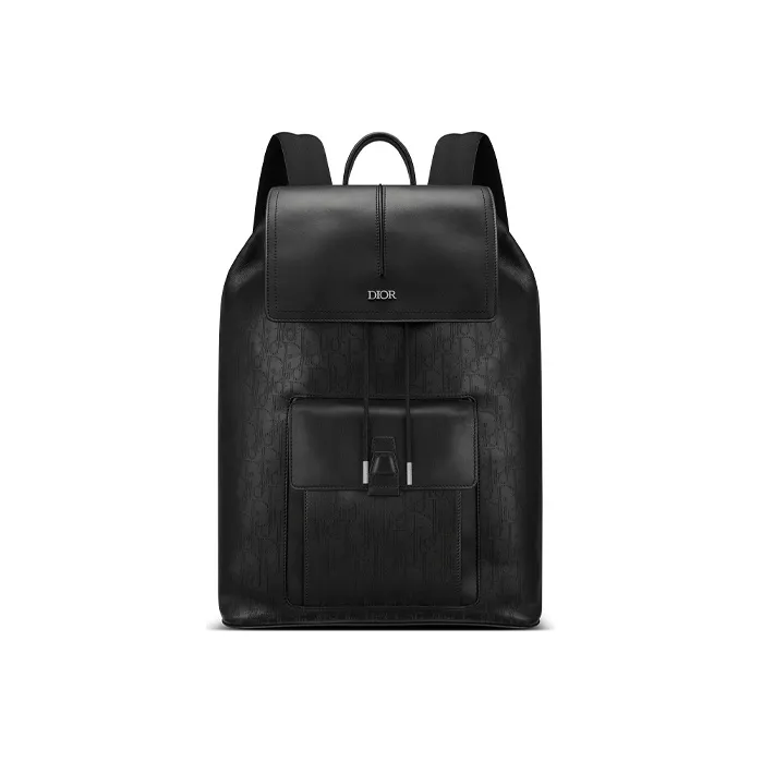 DIOR D-Motion Smooth Calf Leather Backpack Men's Black-0